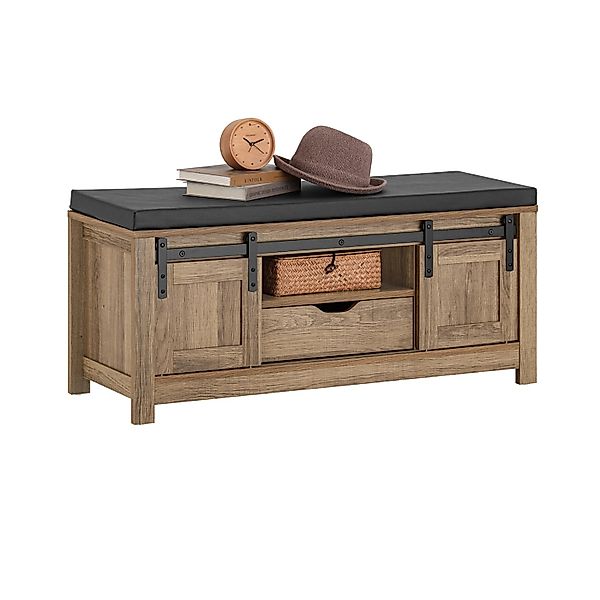 SoBuy Schuhbank mit 2 Fächern und 2 Schiebetüren PB Hellbraun FSR118-BR günstig online kaufen