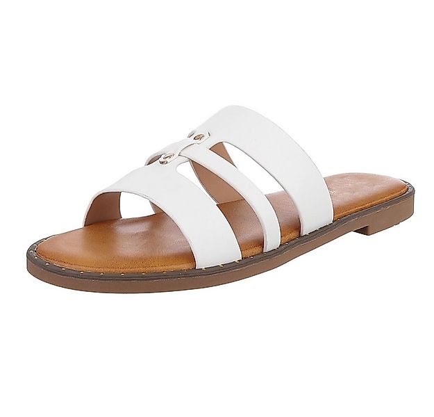 Ital-Design Elegante Damen-Sandalen aus veganem Material, beige Pantolette günstig online kaufen