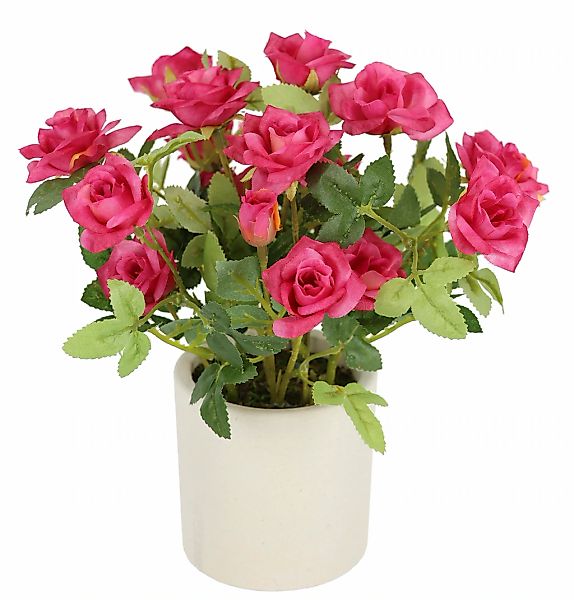 I.GE.A. Kunstblume "Wildrosen Busch im Topf", Rosen Kunstrosen Kunstpflanze günstig online kaufen