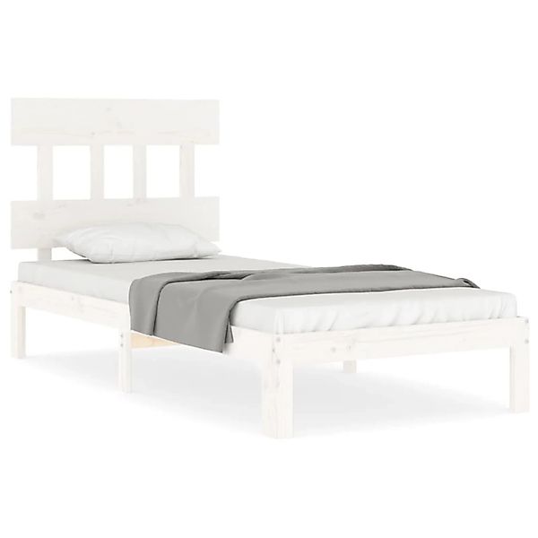 vidaXL Massivholzbett mit Kopfteil Weiß 90x200 cm1689917 günstig online kaufen