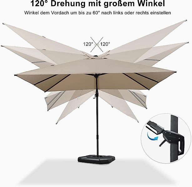PURPLE LEAF Ampelschirm Quadratischer, Neigbarer Sonnenschirm günstig online kaufen