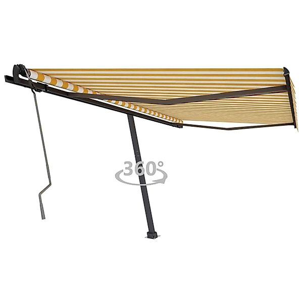 furnicato Standmarkise Manuell Einziehbar 400x350 cm Gelb/Weiß günstig online kaufen