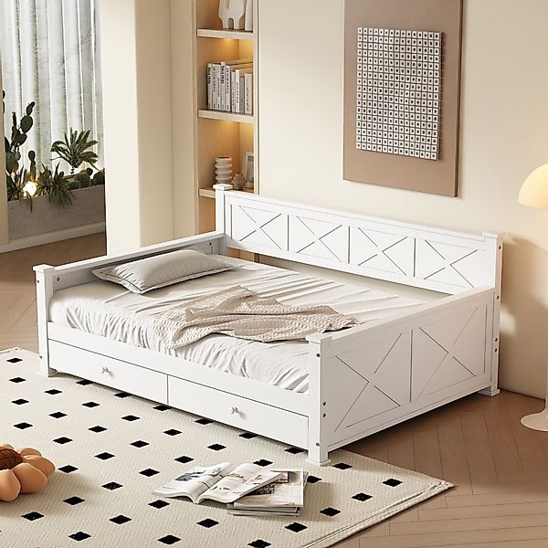 Flieks Kinderbett, Daybett Holzbett X-Muster 90x200cm günstig online kaufen
