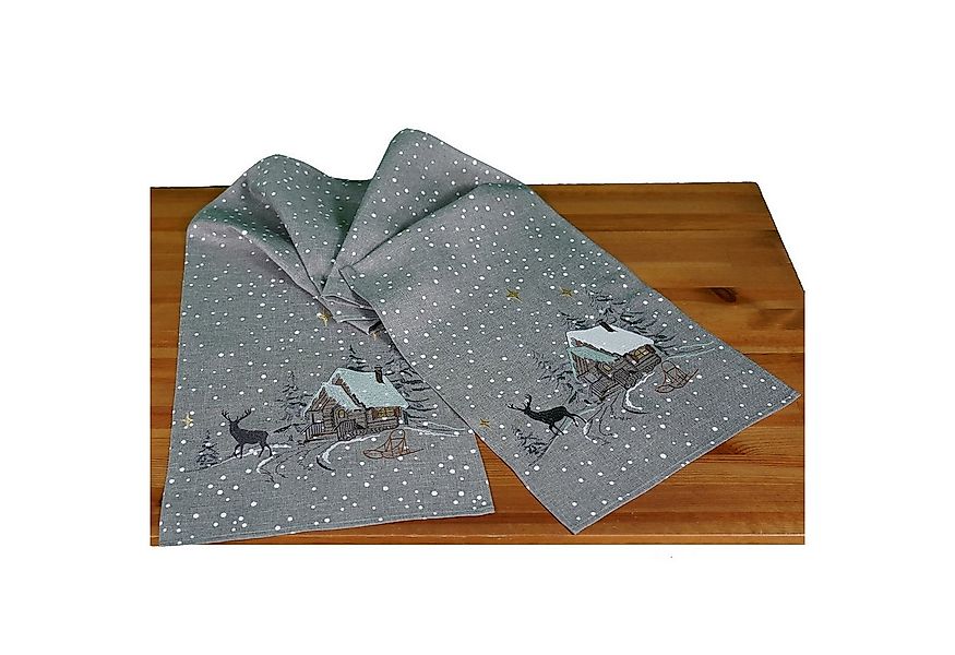 texpot Tischdecke Tischläufer Stickerei Winterwald Weihnachtsdekoration Win günstig online kaufen