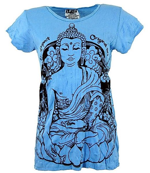 Guru-Shop T-Shirt Sure T-Shirt Meditation Buddha - hellblau Festival, Goa S günstig online kaufen