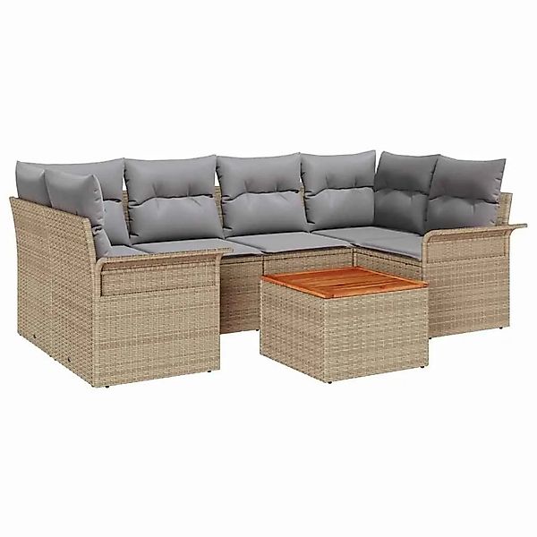 vidaXL Gartensofa-Set 7 Stk Beige und Hellgrau Poly-Rattan 3355949 günstig online kaufen