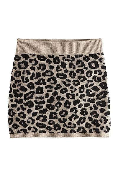 Next Minirock Gestrickter Minirock mit Leopardenmuster günstig online kaufen