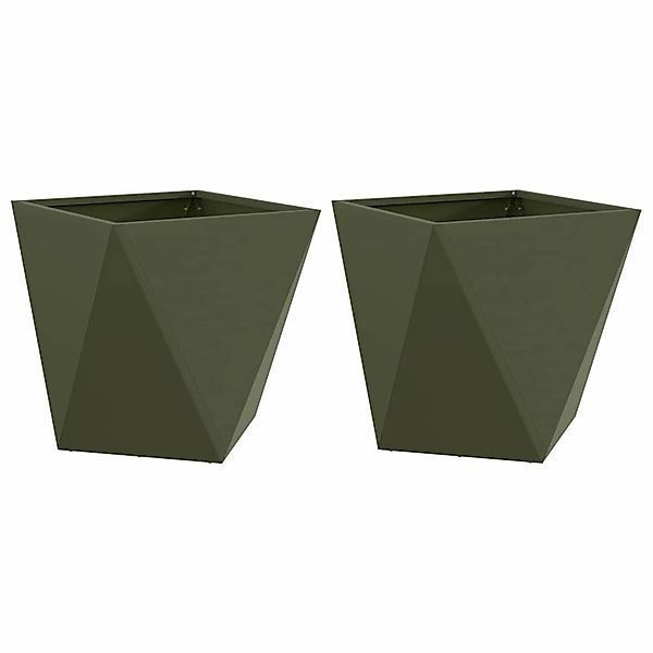 vidaXL Pflanzkübel 2 Stk Olive Grün 50 x 50 x 50 cm Stahl 883843 günstig online kaufen