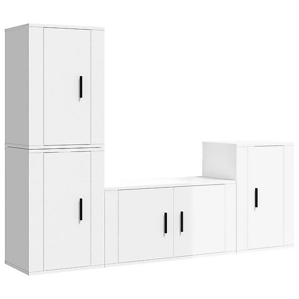 furnicato TV-Schrank 4-tlg. TV-Schrank-Set Hochglanz-Weiß Holzwerkstoff (1- günstig online kaufen