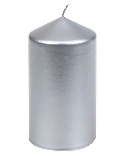 Steinhart Kerzen Stumpenkerze Stumpenkerzen "Edelglanz" Silber 150/77 mm, 4 günstig online kaufen