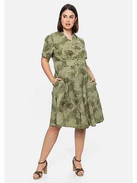 Sheego Blusenkleid Große Größen mit Blätterprint und Knopfleiste günstig online kaufen