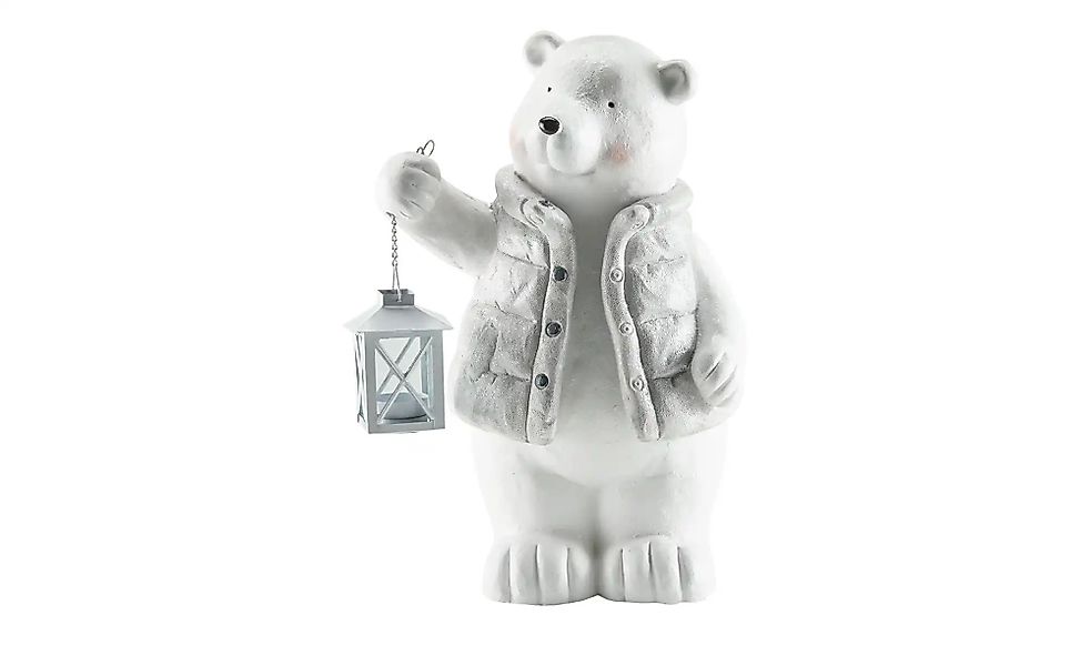 HOME STORY Deko Bär mit Laterne   ¦ weiß ¦ Magnesia,Metall,Glas ¦ Maße (cm) günstig online kaufen