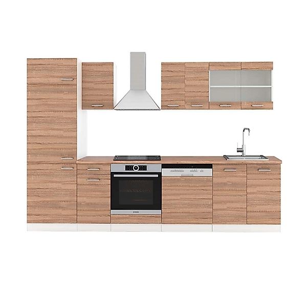Vicco R-Line Küchenzeile Sonoma/Weiß 300 cm AP Eiche günstig online kaufen
