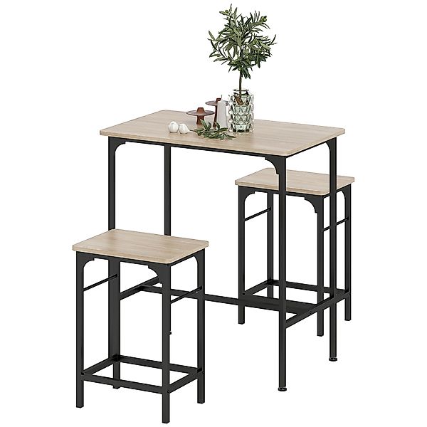 HOMCOM Bartisch Set Bartisch mit Barhocker-Set Esstisch mit 2 Stühlen mit R günstig online kaufen