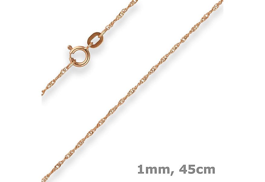 Schmuck Krone Goldkette 1mm Singapurkette aus 375 Rotgold 45cm, Gold 375 günstig online kaufen