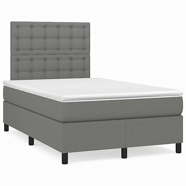 vidaXL Boxspringbett Boxspringbett mit Matratze Dunkelgrau 120x200 cm Stoff günstig online kaufen