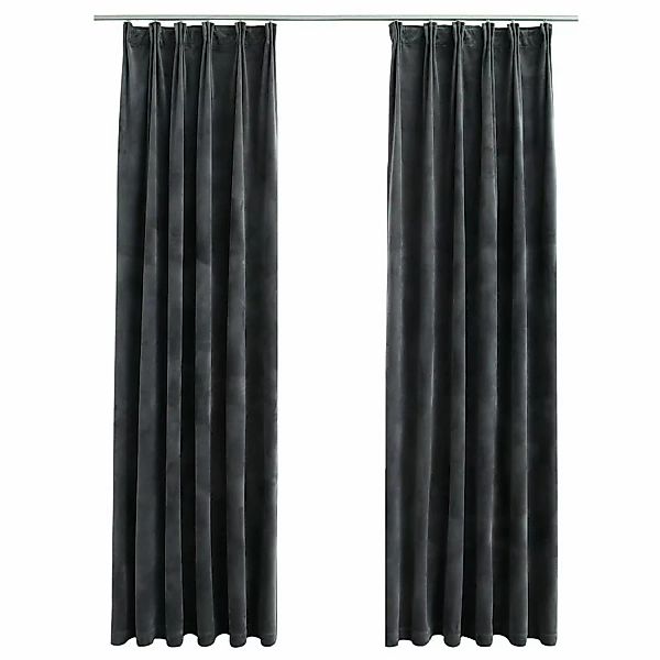 vidaXL Verdunkelungsvorhänge mit Haken 2 Stk Samt Anthrazit 140x225cm günstig online kaufen