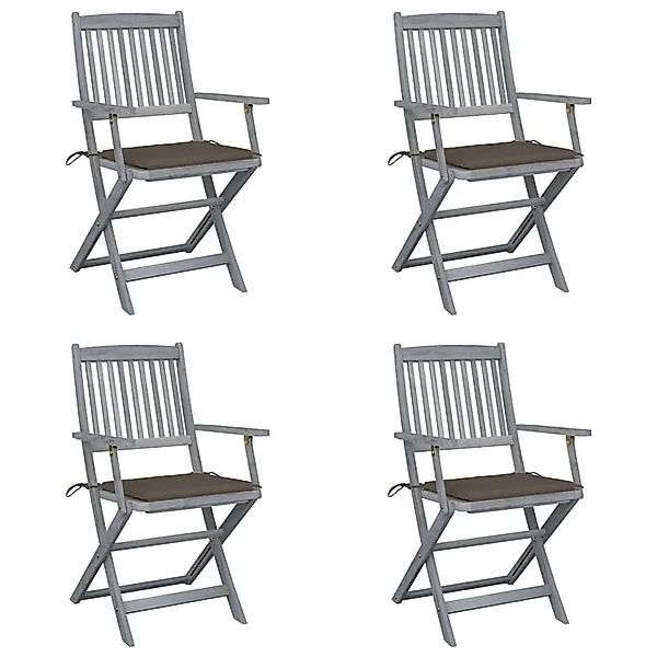 vidaXL Klappbare Gartenstühle 4 Stk mit Sitzkissen Massivholz Akazie 306451 günstig online kaufen