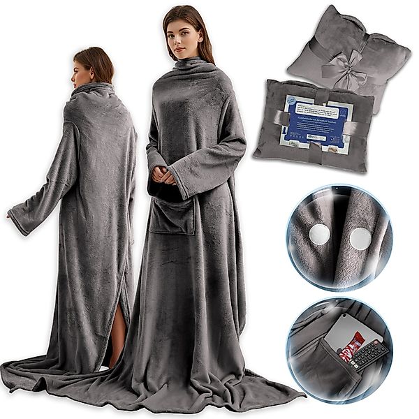 Wohndecke anziehbare Kuscheldecke mit Ärmeln, Geburtstagsgeschenk günstig online kaufen