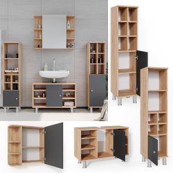 Vicco Badmöbel-Set Fynn, Goldkraft Eiche/Anthrazit, 4 günstig online kaufen