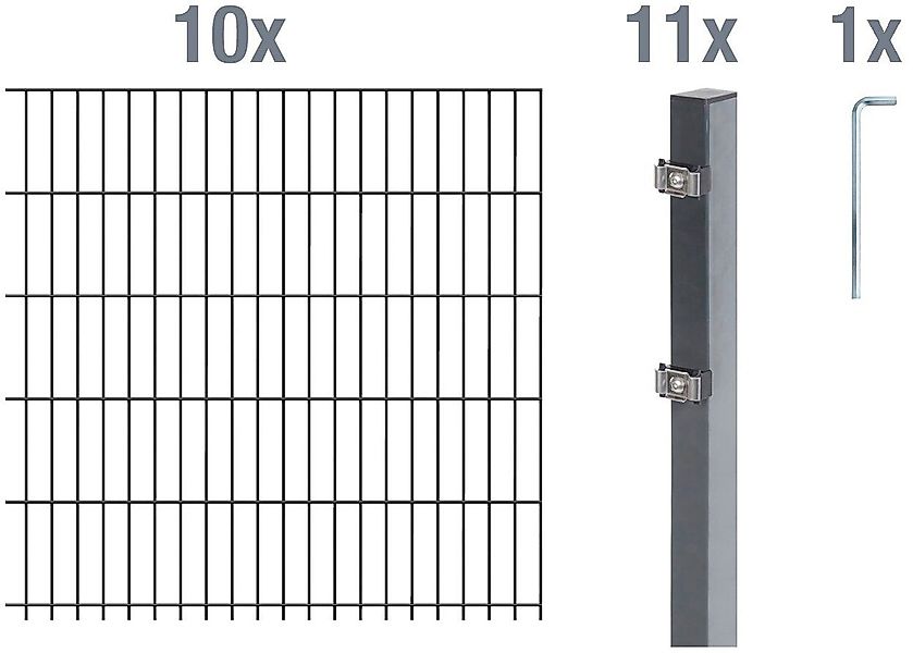 Alberts Doppelstabmattenzaun Grundset, (Set), Höhe: 80-160 günstig online kaufen