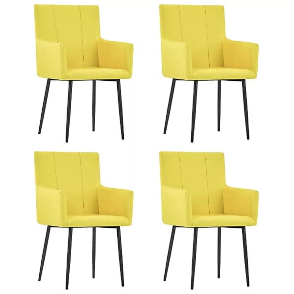 Esszimmerstühle Mit Armlehnen 4 Stk. Gelb Stoff günstig online kaufen