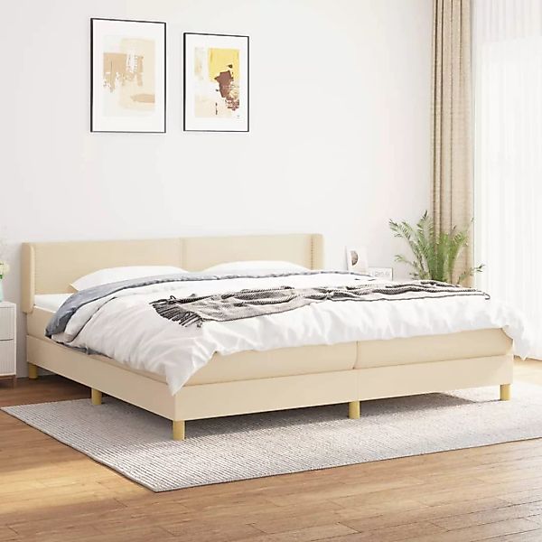 Vidaxl Boxspringbett Mit Matratze Creme 200x200 Cm Stoff günstig online kaufen