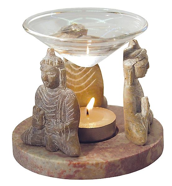 Saraswati Duftlampe Aromalampe "3 Buddhas" Speckstein günstig online kaufen