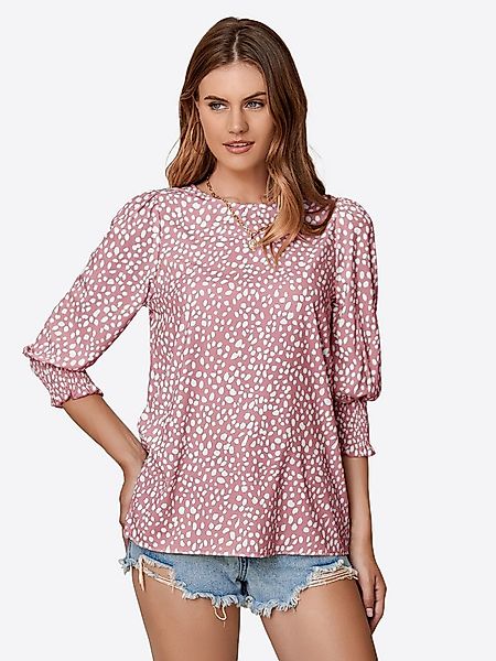 Imily Bela Druckbluse Damen Fleckenmuster Rundhals 3/4-Ärmel Sommer Lässig günstig online kaufen