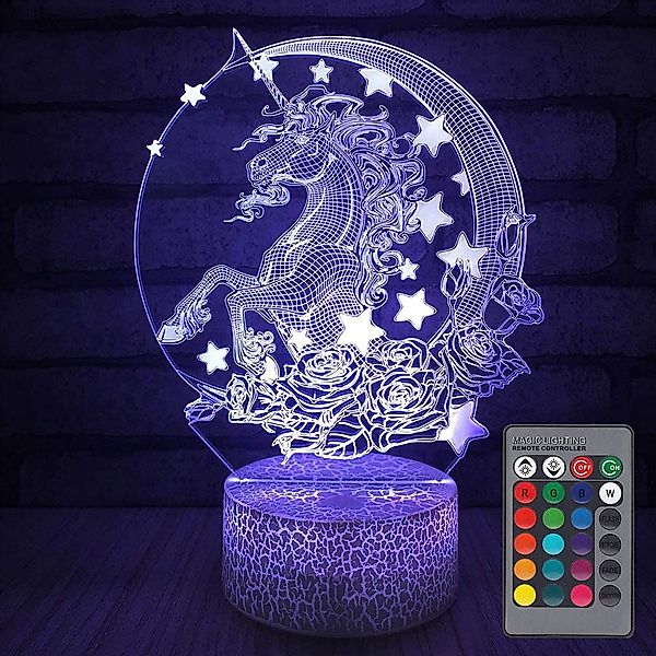Rosnek LED Nachttischlampe LED 3D Einhorn günstig online kaufen