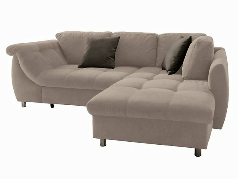 luma-home Ecksofa 17011, 250x190 cm, Ottomane rechts, Bettfunktion, Wellenu günstig online kaufen