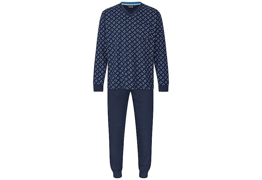 LAROG Schlafanzug (2 tlg) Pyjama mit Bündchen, V-Ausschnitt und aufgesetzte günstig online kaufen