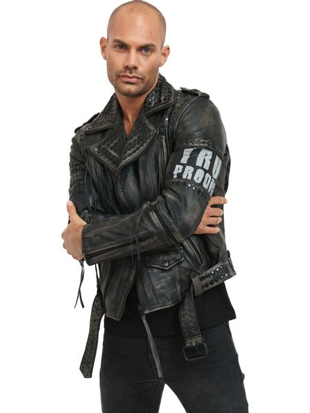 trueprodigy Lederjacke Dwayne mit Nieten, Print günstig online kaufen