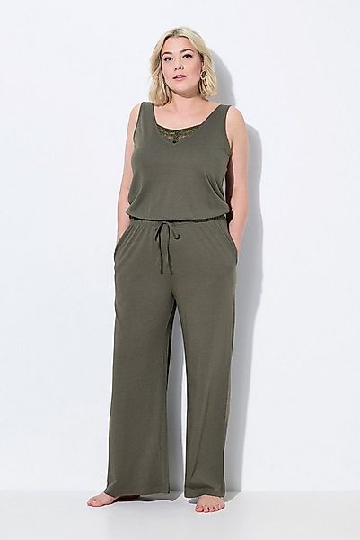 Ulla Popken Overall Jumpsuit Spitze V-Ausschnitt ärmellos günstig online kaufen