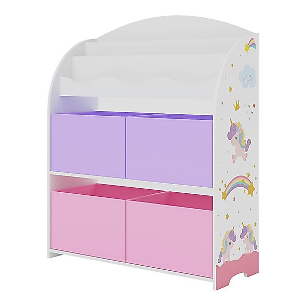 en.casa Kinderregal, »Orust« mit Einhorn-Motiv Weiß/Rosa/Lila günstig online kaufen