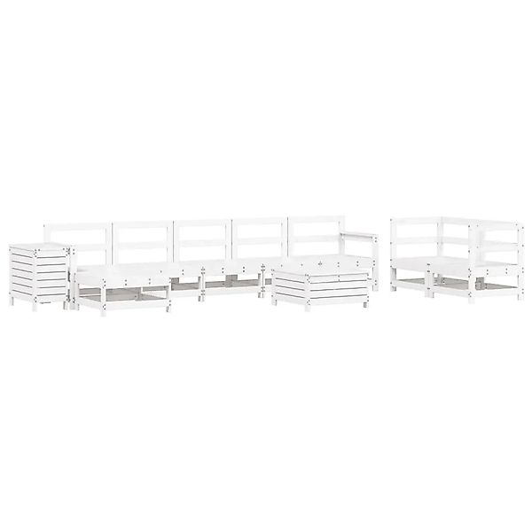vidaXL 10-Tlg Garten-Sofagarnitur Weiß Massivholz Kiefer 3250681 günstig online kaufen