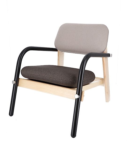 Sessel BILLY, Gestell: Esche, Armlehne: Stahlrohr  schwarz/braun/beige günstig online kaufen