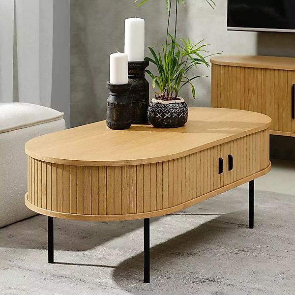 Ovaler Wohnzimmer Tisch im Skandi Design 120 cm breit günstig online kaufen