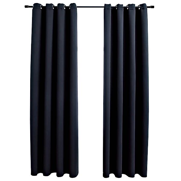 vidaXL Verdunkelungsvorhänge mit Ringen 2 Stk Schwarz 137x213 cm Stoff 1348 günstig online kaufen