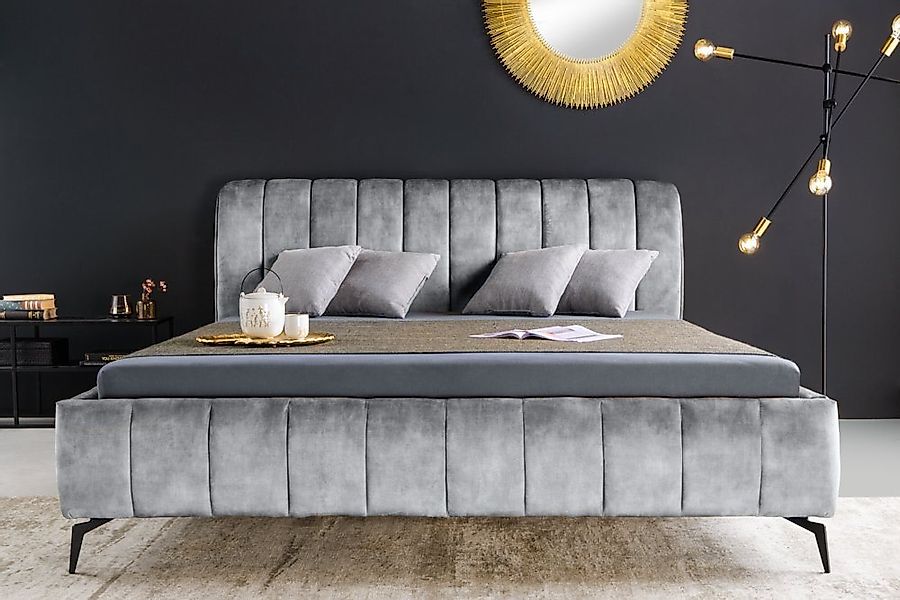 riess-ambiente Polsterbett AMSTERDAM 160x200cm grau Samt – Doppelbett im Vi günstig online kaufen