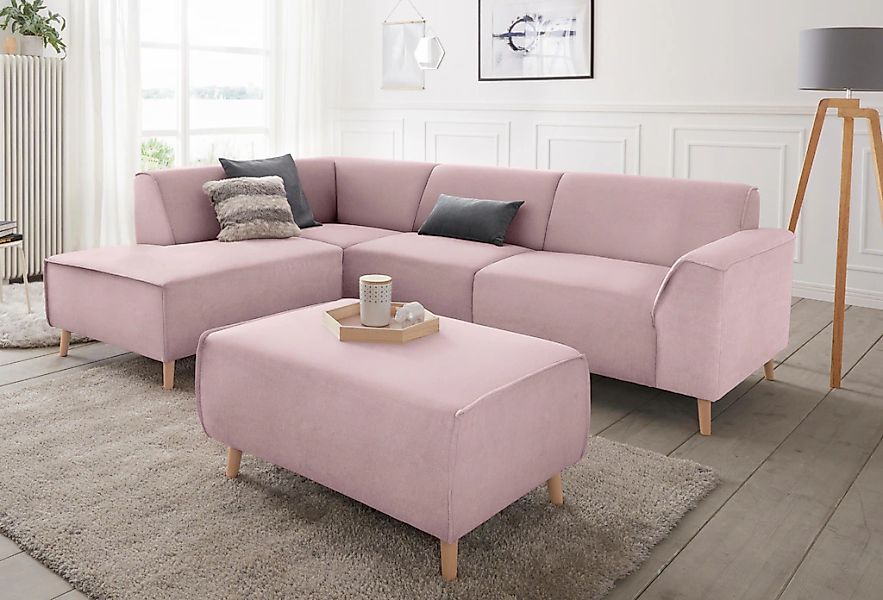 andas Ecksofa »Janek L-Form«, mit Federkern und Keder in scandinavischem De günstig online kaufen