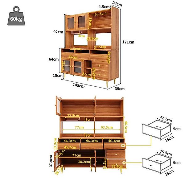 Celya Hochschrank Restaurant-Hochschrank,Glastür, Weinglasregal,mehrschicht günstig online kaufen