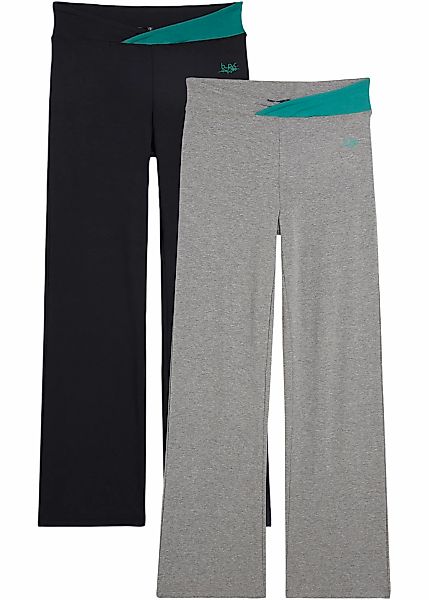 bonprix Sporthose "Baumwoll-Sporthose, Bootcut (2er Pack)" aus Stretch-Mate günstig online kaufen