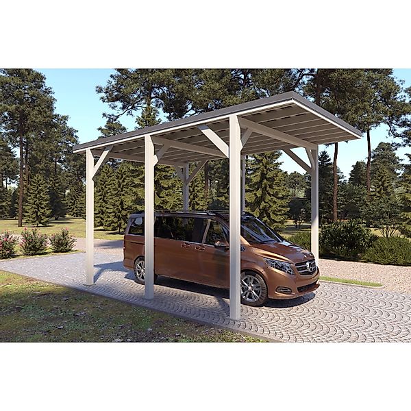 Holzbrüder Camping-Carport Ralf 24m² Reinweiß-Dunkelgrau günstig online kaufen