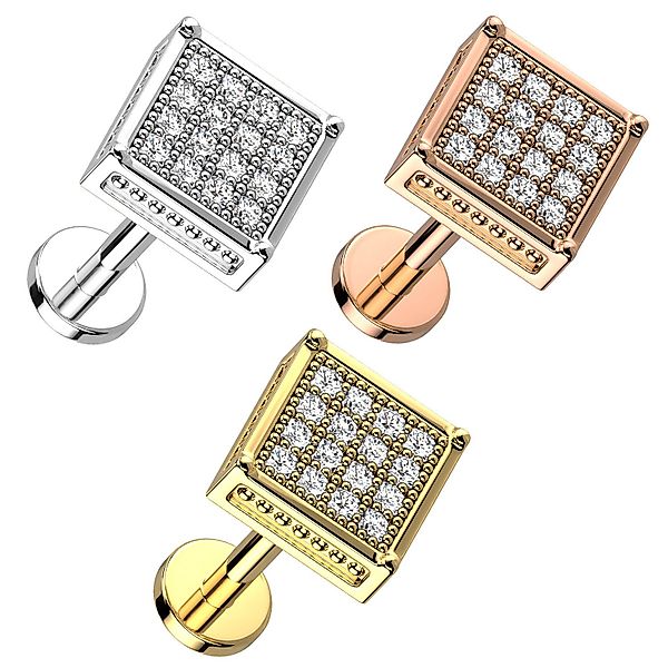 Taffstyle Piercing-Set Tragus Piercing Kristall Quadrat günstig online kaufen