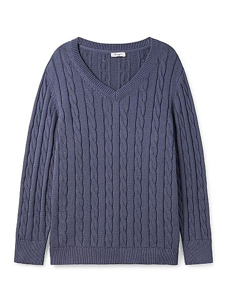 Sheego V-Ausschnitt-Pullover "Große Größen", aus Baumwolle, mit Zopfmuster günstig online kaufen