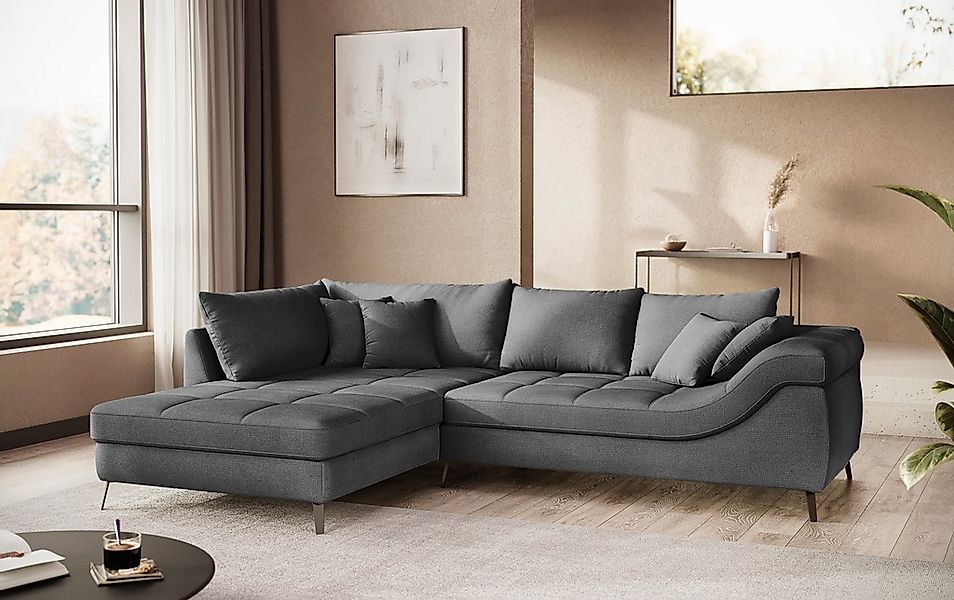 Mr. Couch Ecksofa »Portofino L-Form«, 4 Bezugsqualitäten, 13,5 cm hohe Meta günstig online kaufen