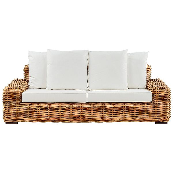 Beliani Gartensofa Naturfarben Beige Weiss 94x218x67 günstig online kaufen