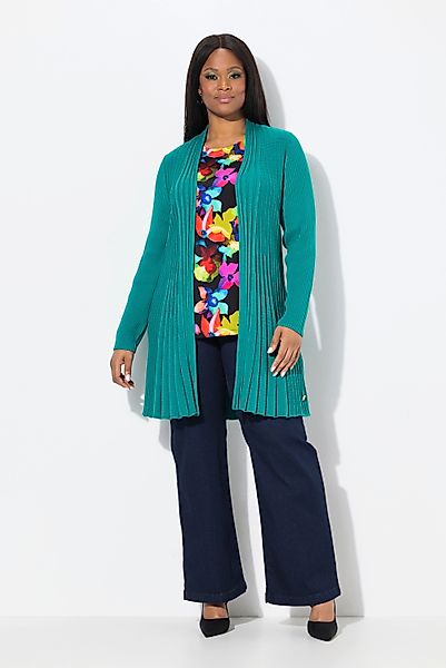 Ulla Popken Strickjacke Plissee-Strickjacke A-Linie Schalkragen günstig online kaufen