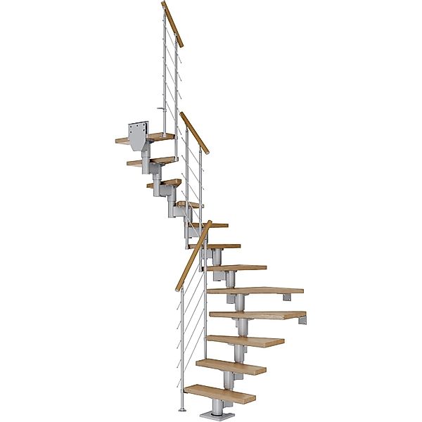 Dolle Mittelholmtreppe Dublin Eiche Perlgrau GH bis 337 cm 1/2gew. 75 cm FS günstig online kaufen